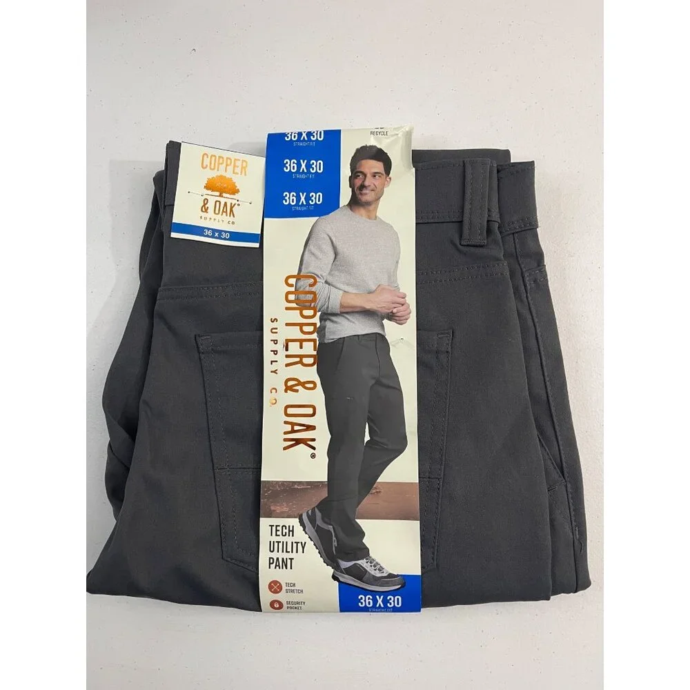 Copper & Oak Supply Co. NWT Men's Straight Fit Stretch Tech Pant, 36x30 Gray - Picture 4 of 6